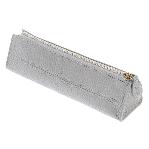 Filofax Classic Stitch Soft Zip Pen Case Leather Pencil Carry Pouch Grey 19cm