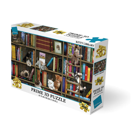 Prime3D 500pc Lenticular Giordano Kitty Library Jigsaw Puzzle