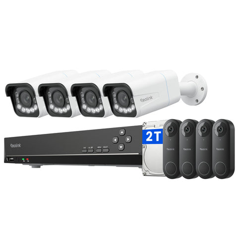 Reolink 4K Zoom Camera 4×Video Doorbell PoE Home Security Camera System
