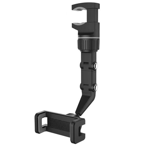 Laser Rear View Mirror Phone Mount with Adjustable Clamp (Black)