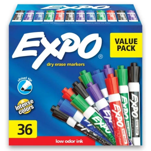 Expo Dry Erase Whiteboard Marker Chisel Tip Assorted Box 36