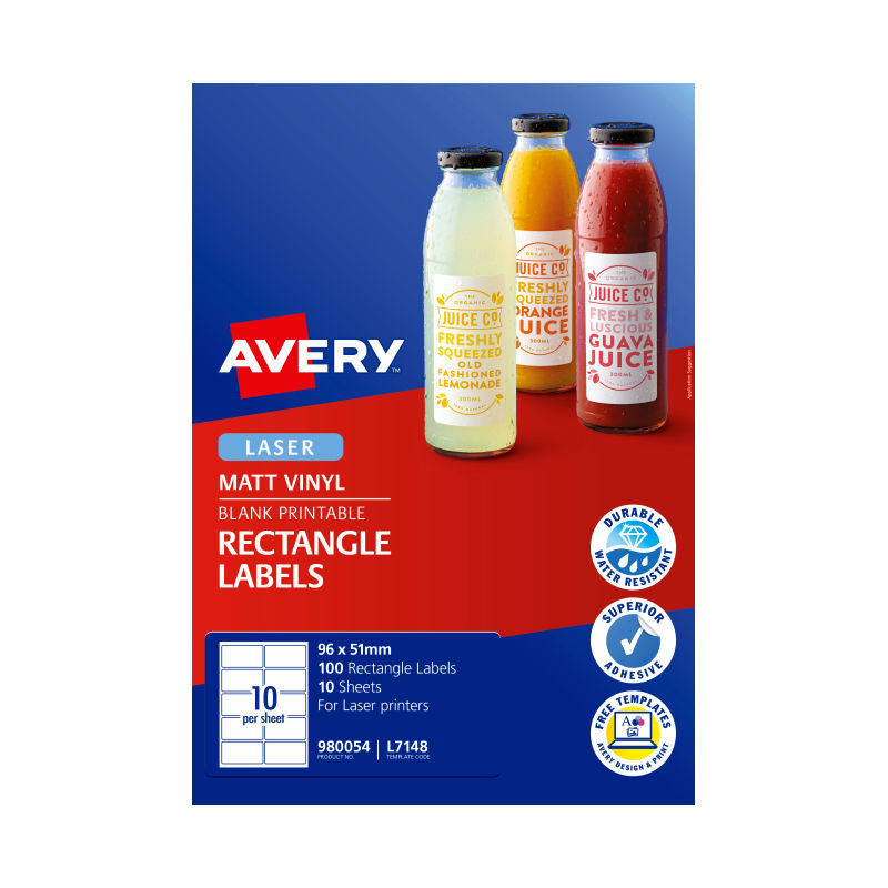 Avery 980054 L7148 Durable Rectangular Labels Laser 10Up [Pack 100 ...