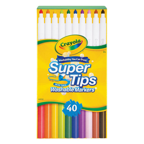 Crayola Super Tips Washable Markers Colouring Set Kids 3y+ [40-Pieces]