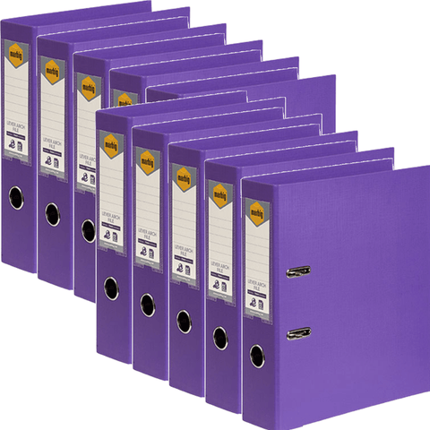 Marbig Linen Lever Arch File Folder PE A4 75mm (Purple) [Box 10]