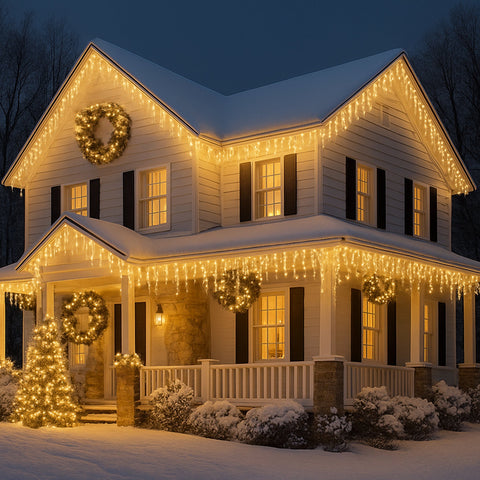 Lexi Lighting 480 LED Crazy Twinkle Icicle Christmas Lights Warm White