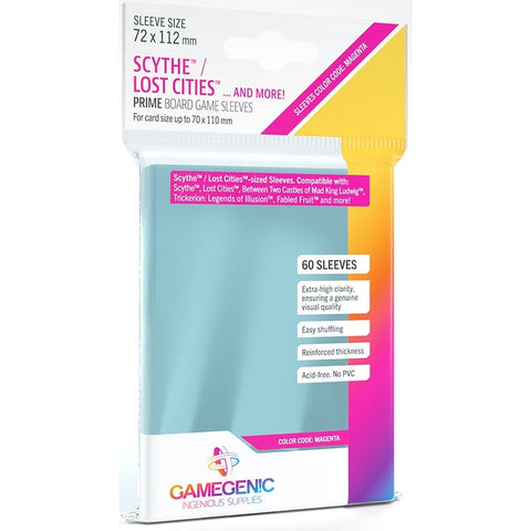 Gamegenic Prime Board Game Sleeves Scythe/Lost Cities 72mmx112mm 60 Sleeves (Magenta)