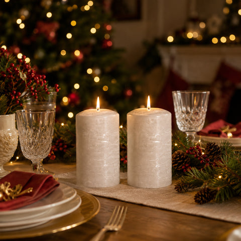 Lexi Lighting Set of 2 LED Grey Wax Pillar Candles - Medium