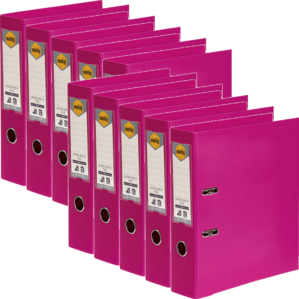 Marbig Linen Lever Arch File Folder PE A4 75mm (Pink) [Box 10] - JB Hi-Fi