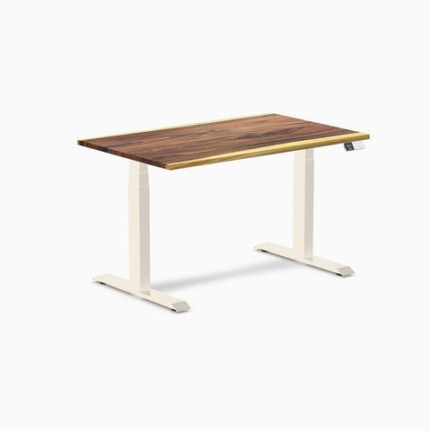 Desky Dual Hardwood Sit Stand Desk 120cm Saman Desktop and Wheat Frame