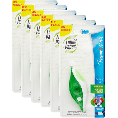 Papermate Liquid Paper Dryline Grip Correction Tape 5mmx8.5m [Pack 6]