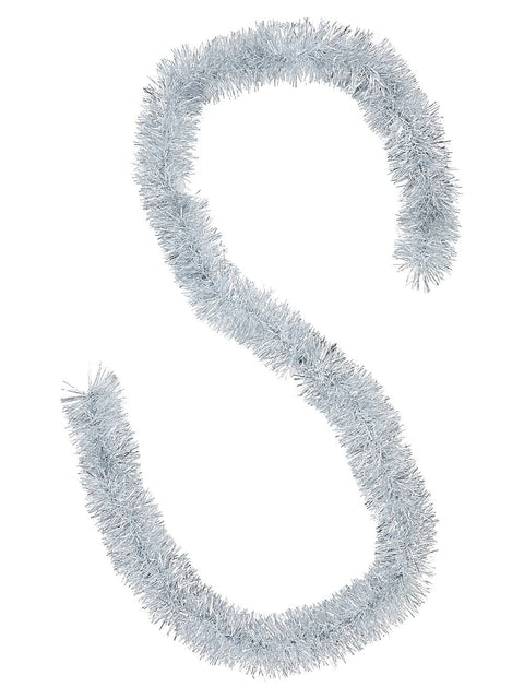 Christmas Warehouse - TINN2609 Classic 5ply Silver Metallic Spruce Christmas Tinsel Garland | 2m x 80mm Metallic Silver