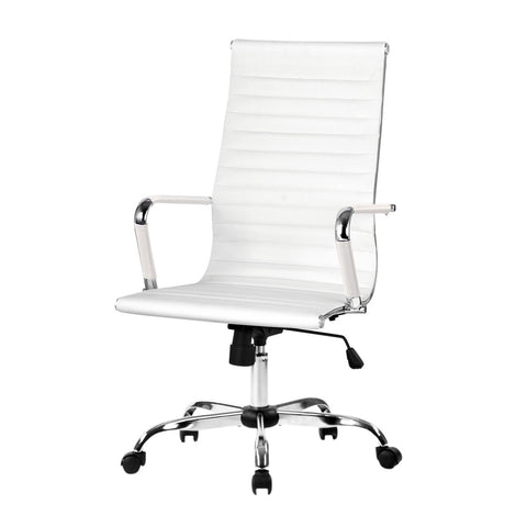 Artiss Office Chair Conference Chairs PU Leather High Back (White)