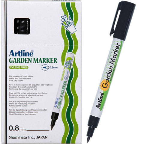 Artline 780 Box 12 Garden Markers 0.7mm Bullet Waterproof (Black)