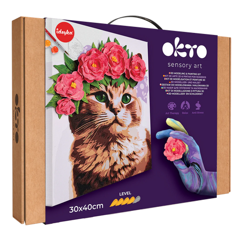 Okto 3D Modeling+Painting Kit 30x40cm - A Cat in a Flower Crown