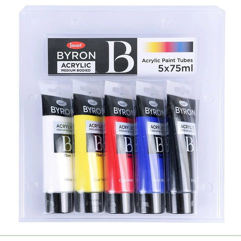 Jasart 5pc Byron 75ml Primary Acrylic Medium Bodied Paint Tubes Set Art/Craft