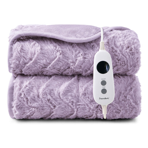 Dreamaker 500gsm Faux Fur Electric Heated Throw Blanket [180x200cm] (Lavender)