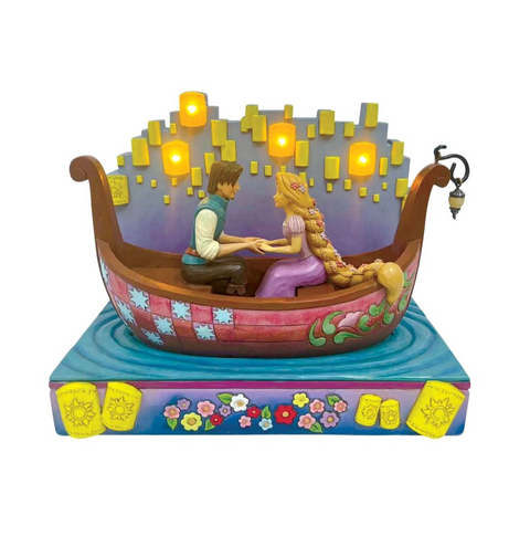 Jim Shore Disney Traditions - Tangled Boat with LED Lanterns - A Dream Come True