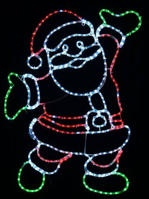 Christmas Warehouse - OUDRS258 1m Jolly Posing Santa LED Rope Light Silhouette With Twinkle Effect Red & White with Green