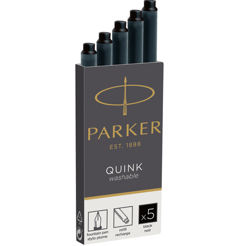 Parker Quink Fountain Pen Cartridge Refills (Black) [Pack 5]
