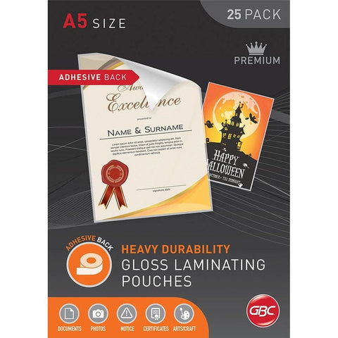 GBC Adhesive Laminating Pouch 125 Micron A5 (Clear) [Box 25]