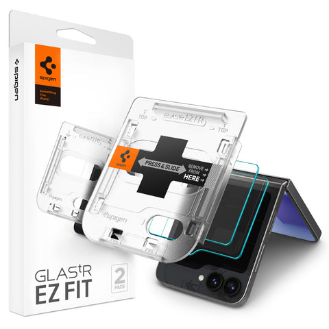 Spigen Samsung Galaxy Z Flip 6/7 FE EZ Fit GLAS.tR Slim 2PCS Glass Screen Protector (Clear)