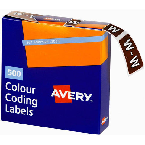 Avery 43223 Label Side Tab W Colour Code 25x38mm Brown Pack 500