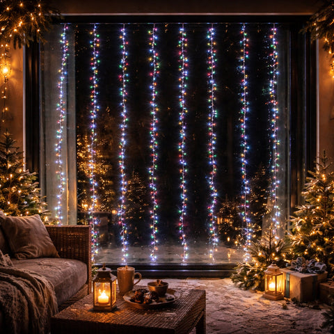 Lexi Lighting 1336LED Waterfall Effect Cluster Curtain Light - Candy + White