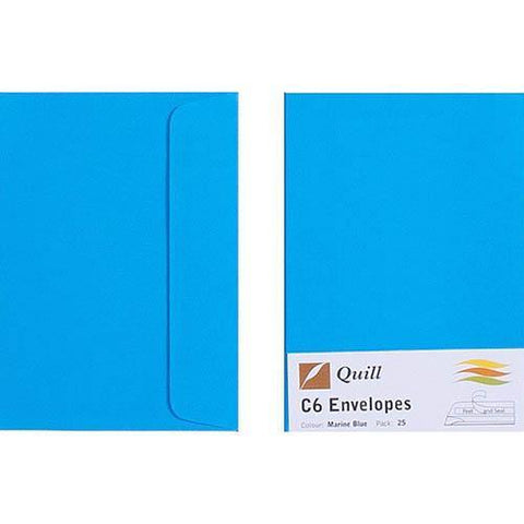 Quill C6 Coloured Envelopes Pack 25 (Marine Blue)