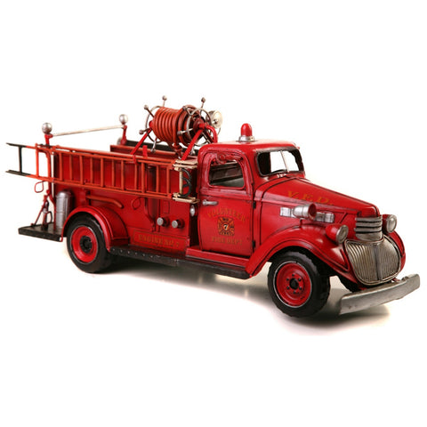 Boyle Metal Ornament Home Decor Collectible Chevy Fire Truck 45x14.5x19cm