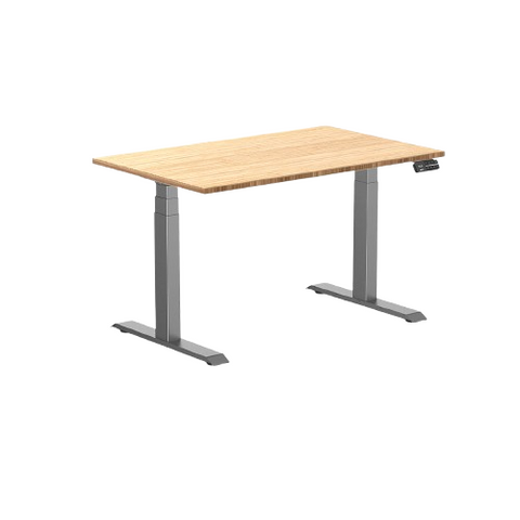 Desky Dual Bamboo Sit Stand Desk 120cm Bamboo Desktop and Space Grey Frame