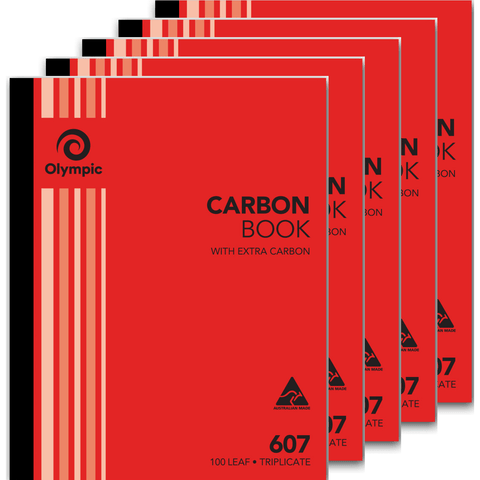 Olympic 5 Pack 607 Triplicate Carbon Book 100 Leaf Bulk