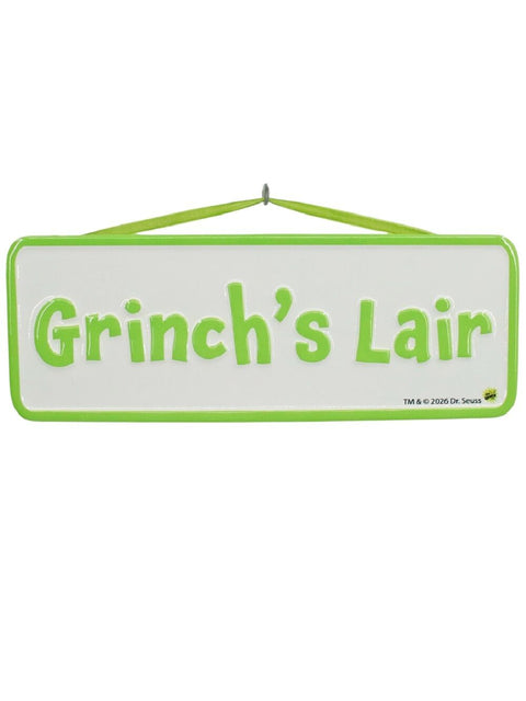 Dr. Seuss Grinch's Lair Metal Sign Plaque 37cm (Green on White)