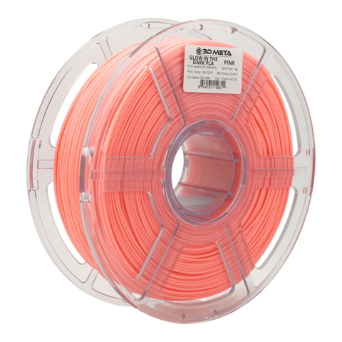 3D META Glow in the Dark PLA 3D Printing Filament - Pink - Colour in Light
