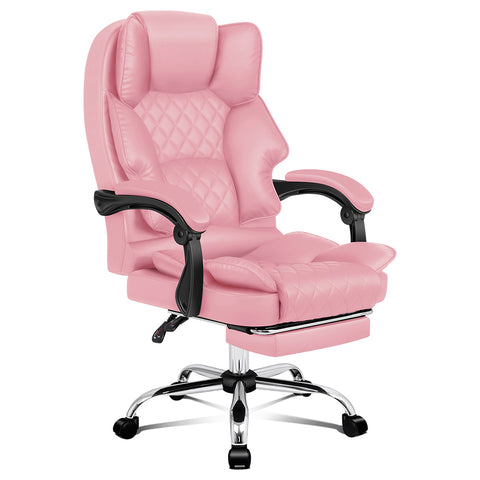 ALFORDSON Office Chair Executive Seat Computer PU Leather Recliner (Pink)