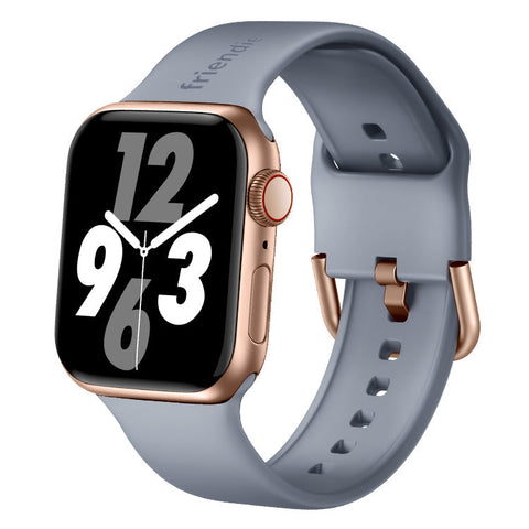 Friendie Byron Silicone Sports Band for Apple Watch 7/8/9/10/11/SE  (Grey/Gold) [Small] 38/39/40/41/42mm
