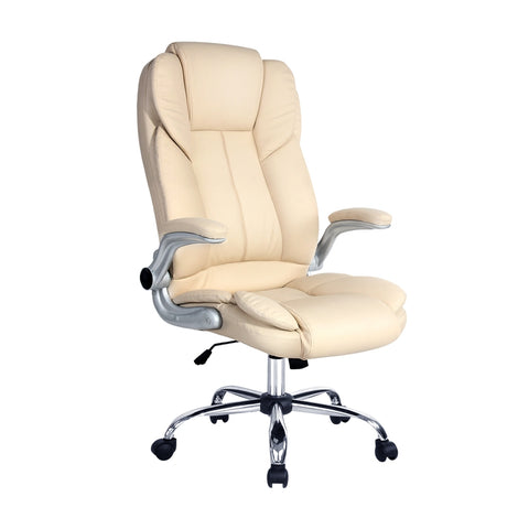 Artiss Executive Office Chair Leather Tilt (Beige)