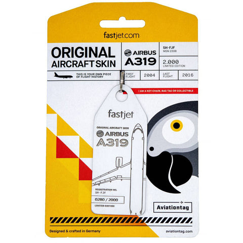 Boyle Aviationtag Keychain Airbus A319 FastJet Tag 14.5cm (White)