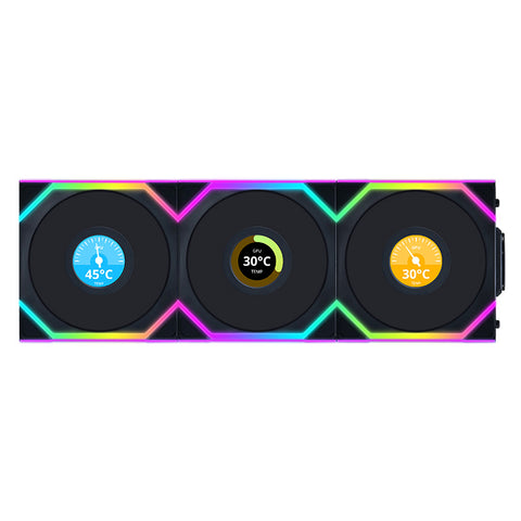 Lian Li Uni Fan SL120 Wireless Reverse LCD 3-Pack (Black)