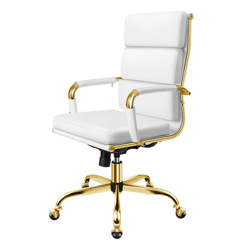 ALFORDSON Office Chair Ergonomic Paddings Executive Computer Work Seat High Back (White)