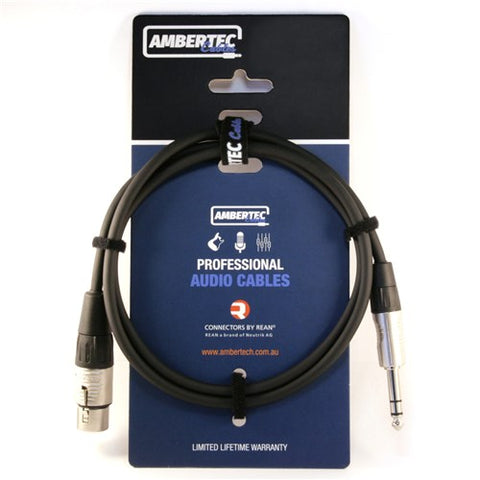 Ambertec Cables Microphone cable 1m REAN XLRF to 6.35mm TRS