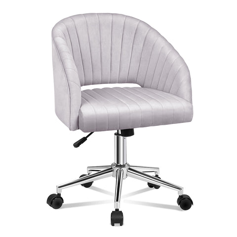 ALFORDSON Velvet Office Chair Swivel Armchair Work Seat Adult Kids (Grey)