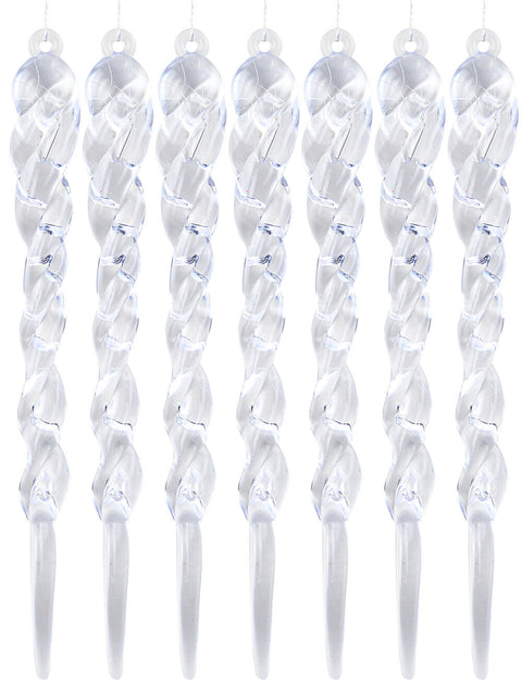 Christmas Warehouse - DECR2605 12x Dynamic Clear Crystal Signature Twisted Helix Icicle Drops | 12cm Clear