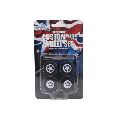 DDA 1:24 4pcs Custom #1 Unpainted Wheels With Tyres & Axles Suits Holden HQ & HJ