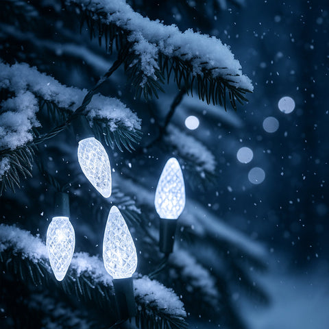 Lexi Lighting C6 Pinecone 200 LEDs Connectable String Christmas Lights White
