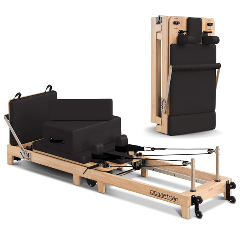 Powertrain Pilates Reformer Fitness Selina Folding Wooden Jumpboard & Sitting Box Oak Home Gym Equipment (Black)