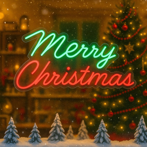 Lexi Lighting 50cm Merry Christmas Neon Sign - Red+Green