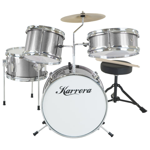 Karrera Childrens 4-Piece Drum Kit (Silver)
