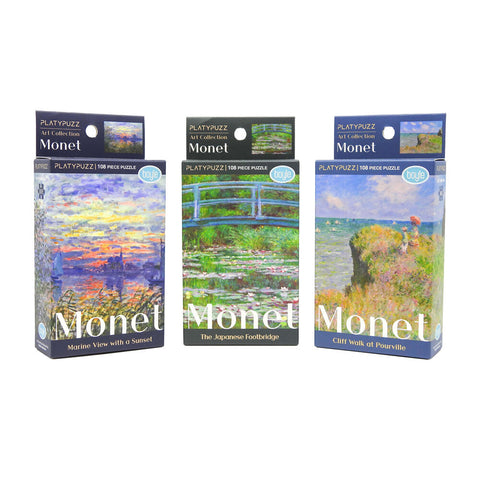 Platypuzz 3pc Jigsaw Puzzle Claude Monet Art Set 108 Pieces Each
