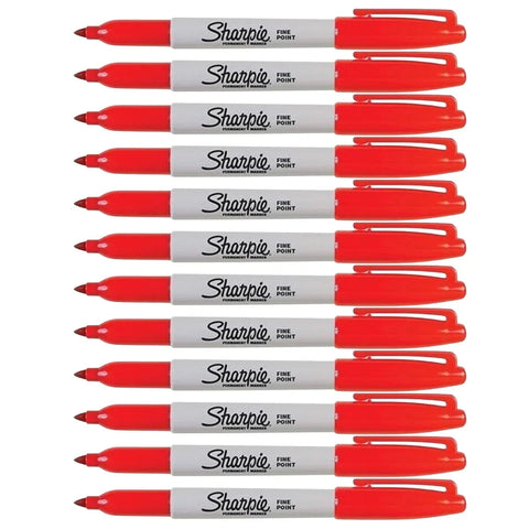 Sharpie Fine Point Permanent Marker 1.00mm Box of 12 (Red)