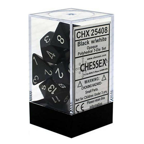 Chessex CHX 25408 Opaque Polyhedral Black/white 7-Die Set